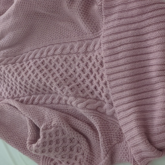 Ireland's Aster Shawl Collar Oversized Cozy Pink Cable Knit Sweater Pastel Pink - Picture 11 of 11